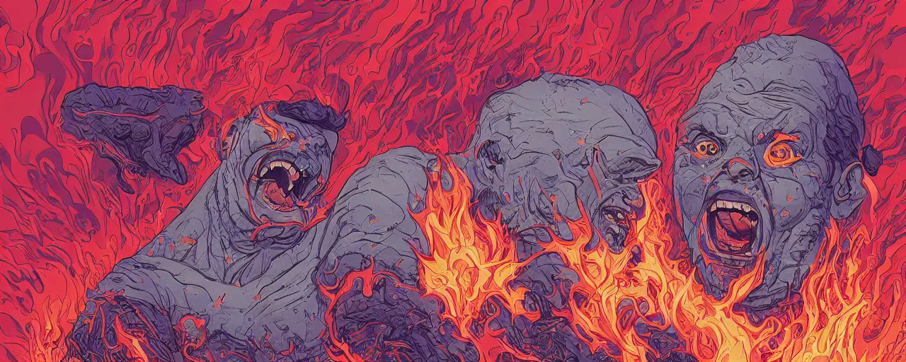 Image similar to portrait of a mad man screaming with lava bursting from the eyes, by josan gonzales, max prentis,