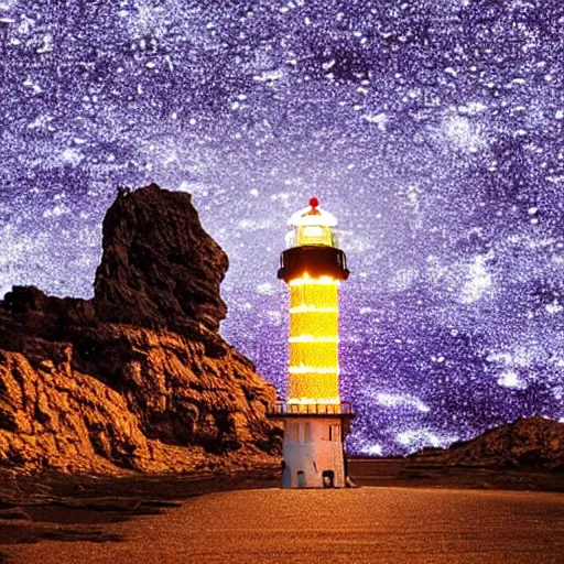 Prompt: a photo of an alien lighthouse covered in scales, lit by an eerie background glow