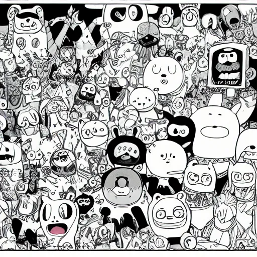 Prompt: Extremely detailed manga drawing of the cartoon Adventure Time