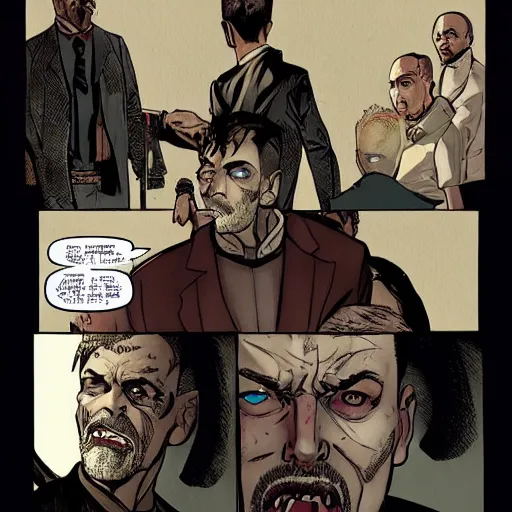 Prompt: preacher comic in the style of dishonored 2