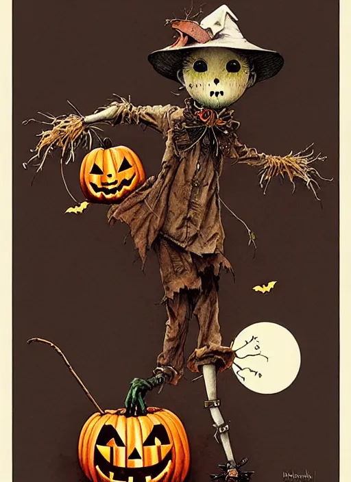 Image similar to halloween scarecrow by chiara bautista and beksinski and norman rockwell and greg rutkowski weta studio, and lucasfilm