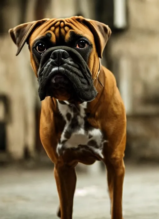 Prompt: film still of a boxer Dog as Sherlock Holmes, 4k