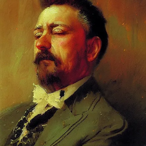 Prompt: a small section of the dream i forgot last night. a portrait of a character by nikolay makovsky