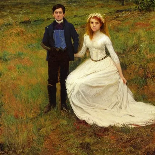 Prompt: a painting in the style of william henry millais.