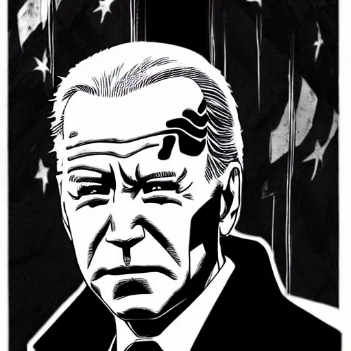 Image similar to Joe Biden looking sinister, by Tsutomu Nihei, highly detailed