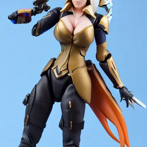 Image similar to Ashe from Overwatch action figure, figurine, hot toys style, detailed product photo, anatomically correct