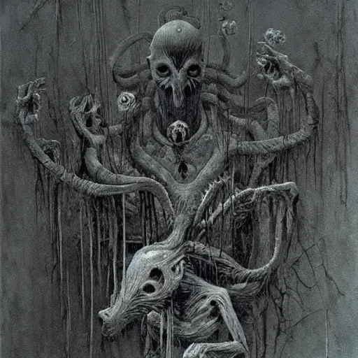 Image similar to the hell of rats beksinski, scary eldritch, nightmare, apocalypse, creepy creature, horror spooky