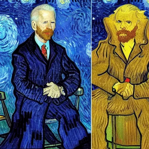 Image similar to van gogh painting of joe biden as a jedi