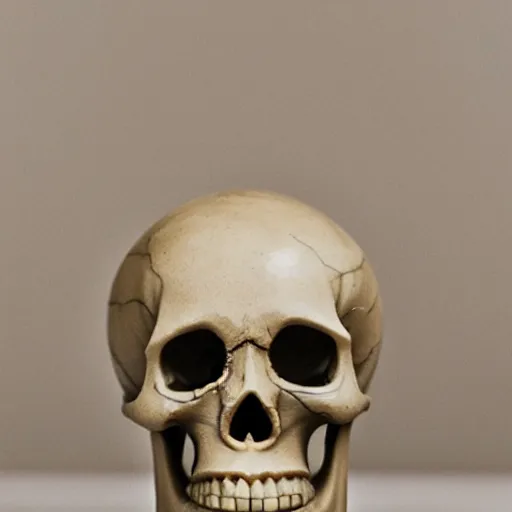 Prompt: an ornate marble sculpture of a skull