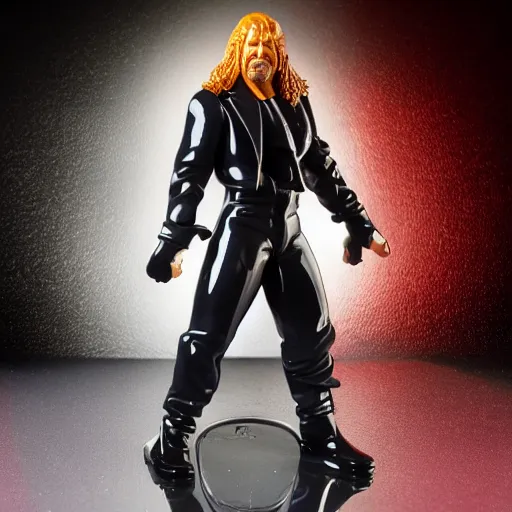 Image similar to Full body shot of a highly detailed flexible Triple H vinyl plastic figurine as a villain, highly detailed face, white background, 3d, high quality, depth of field, high contrast, 8k, concept art, smooth, sharp focus, highly detailed, wrestling, WWE
