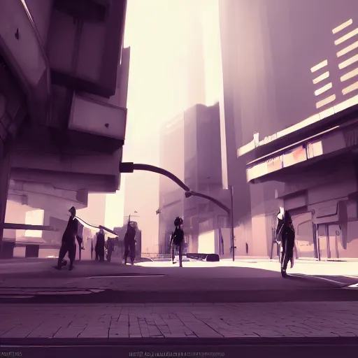 Image similar to 3 d render low cyberpunk futuristic street digital art sketch