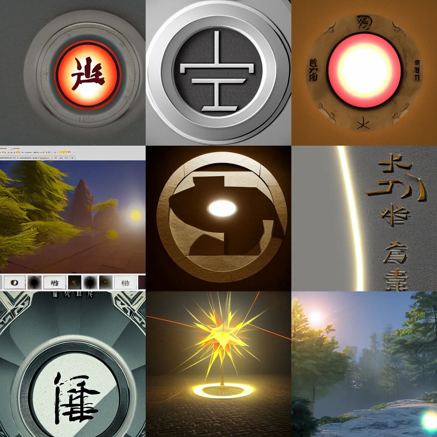 Prompt: i ching symbol, sharp focus, lens flare, bloom, rim light, illustration, highly detailed, photo realistic, unreal engine