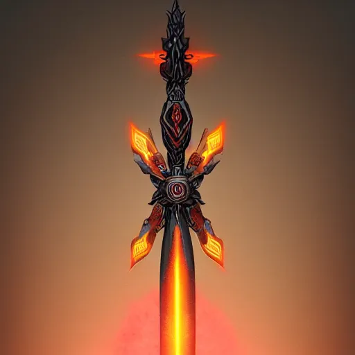 Image similar to magical glowing sword, artefact, no people, xianxia, trending on artstation