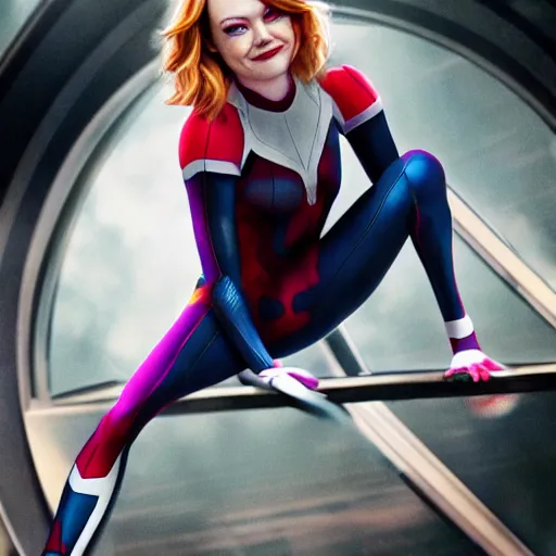 Image similar to Emma Stone as Spider-Gwen in the Marvel Cinematic Universe