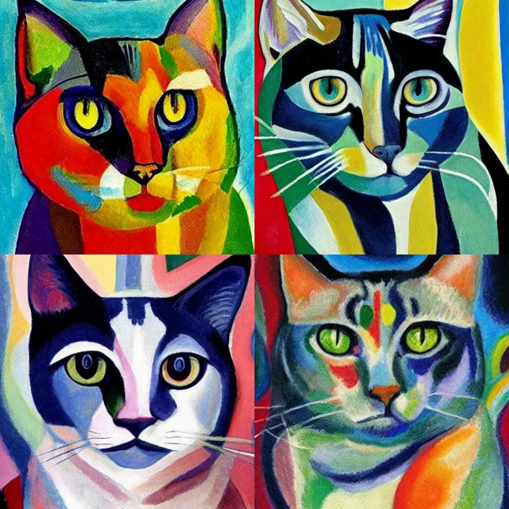 Prompt: portrait robert delaunay cat beautiful