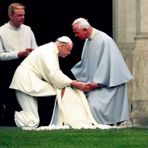 Image similar to John Paul II kneeling on a black person's neck