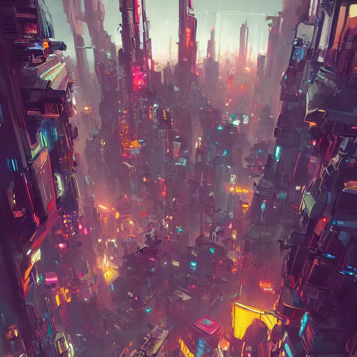 Prompt: a beautiful painting of a cyberpunk city by sergey kolesov and vania zouravliov and pascal blanche and rhads. in style of colorful comic noir illustration, symmetry, sci fi, hyper detailed. octane render. trending on artstation