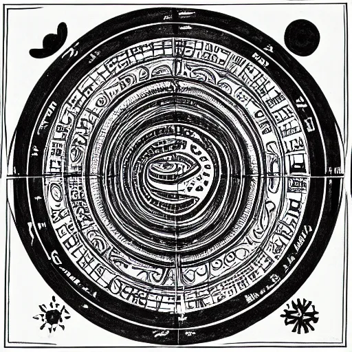 Image similar to The map is covered in intricate drawings and symbols that appear to depict the flow of some sort of energy or substance. The center of the map is dominated by a large spiral, with lines emanating out from it in all directions. There are three main sections to the map: the left side, the right side, and the middle. The left side appears to be a series of interconnected chambers, while the right side is a series of mazes. The middle section is a series of interlocking gears.