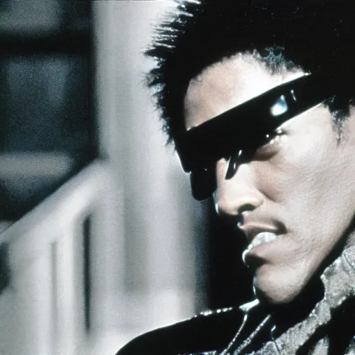 Image similar to still from old 80\'s movie Matrix (1982) actor playing Morpheus