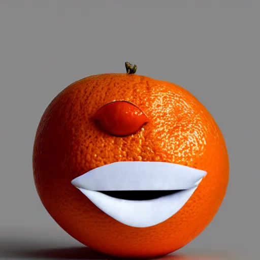 Prompt: an orange with eyes and mouth, making a weird face