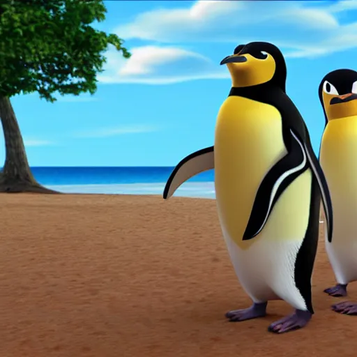 Image similar to penguins from Madagascar invading the pokemon world, 4k