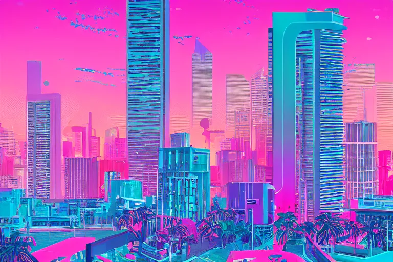 Florida Vice City Skyline Synthwave Landscape by Art & Roam Ltd on Dribbble