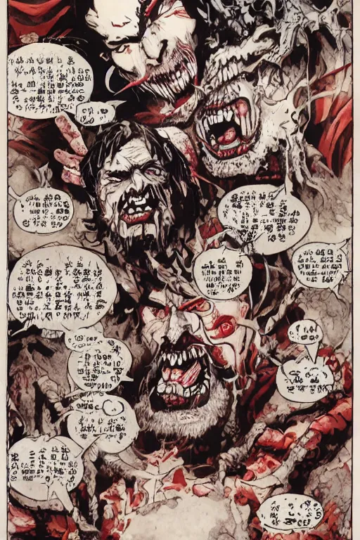 Image similar to 中 元 节, 中 国 鬼 节, king of hell, war of the dead, comic book page, portrait shot, intricate detail