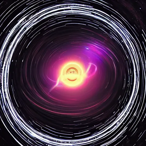 Prompt: logo black hole with accretion disk rises above the city destroying it with a shockwave, digital art, art by gonzalo fuenmayor, asher brown durand