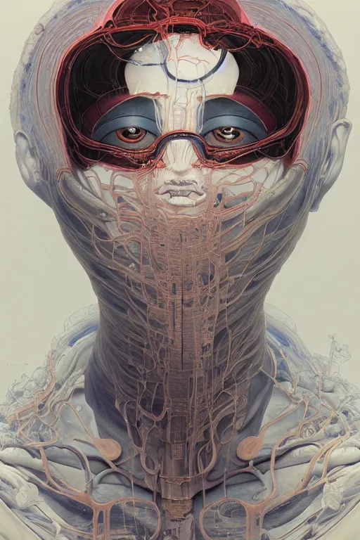 Image similar to prompt : figurative unique features subconscious, symmetrical face, portrait soft light painted by james jean and katsuhiro otomo and erik jones, inspired by akira anime, smooth face feature, intricate oil painting, high detail illustration, sharp high detail, manga and anime 1 9 9 9