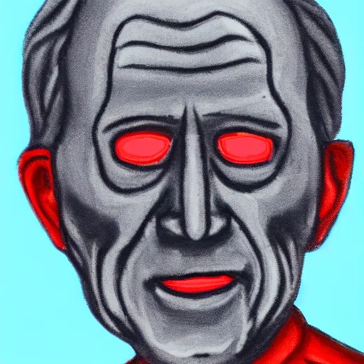 Image similar to an old man with glowing red eyes