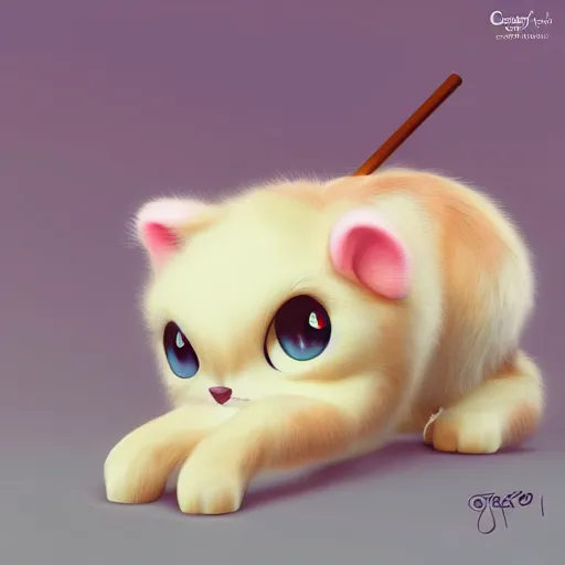 Image similar to cutie fluffy creature icecream, digital art, 3 d, octave render, masterpiece, mega detailed, pixar, disney, vivid illustration, cartoon, fantasy, by george stubbs, artgerm, in the style of ghibli kazuo oga, pastel fur