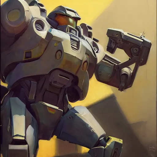 Image similar to greg manchess portrait painting of master chief the transformer as overwatch character, medium shot, asymmetrical, profile picture, organic painting, sunny day, matte painting, bold shapes, hard edges, street art, trending on artstation, by huang guangjian, gil elvgren, ruan jia, greg rutkowski, gaston bussiere