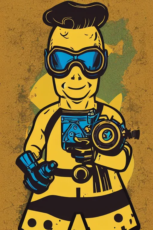 Image similar to fallout 7 6 retro futurist illustration art by butcher billy, sticker, colorful, illustration, highly detailed, simple, smooth and clean vector curves, no jagged lines, vector art, smooth andy warhol style