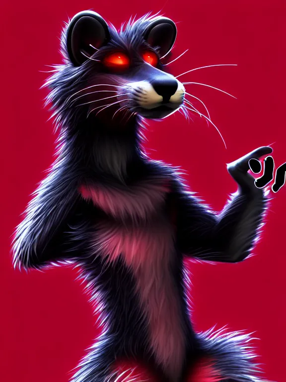 Image similar to furry - male - red - black - weasel - chaos theorist - fursona uhd ue 5 visual novel pc game expressions, photorealistic