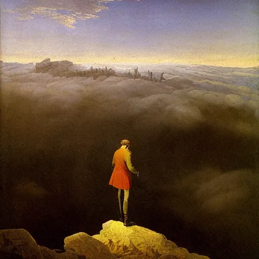 Image similar to Wanderer above the Sea of Fog by Caspar David Friedrich