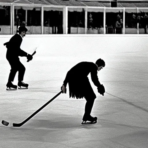 Image similar to photo of Dracula playing hockey