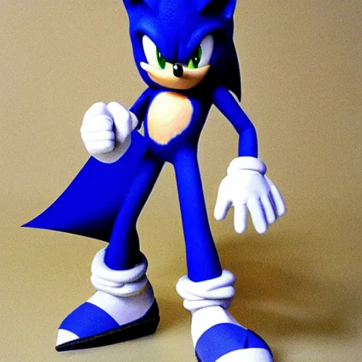 Prompt: a paper model of sonic, paper modeling art.