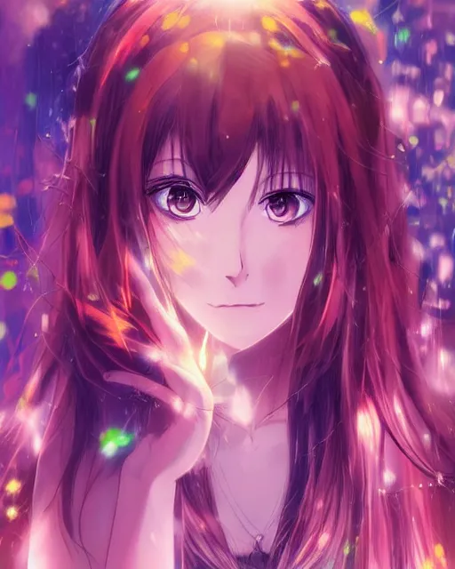 Prompt: anime illustration of a woman entranced, portrait, bewitched, mesmerized, hypnotized, dramatic lighting, concept art, sharp focus, colorful, photorealistic