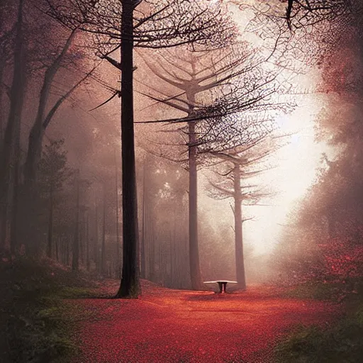 Image similar to Japanese Torii in a forest ,night , by Grzegorz Rutkowski,by Grzegorz Rutkowski,by Grzegorz Rutkowski