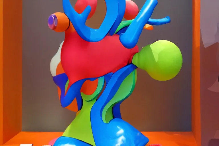 Image similar to one cartoon psychedelic sculpture toy on display