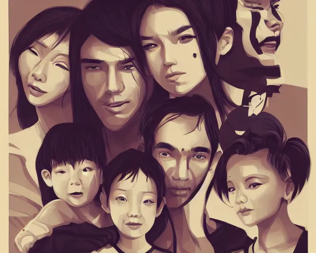 Image similar to family, a simple vector based illustration, by ross tran, artgerm, surrealism