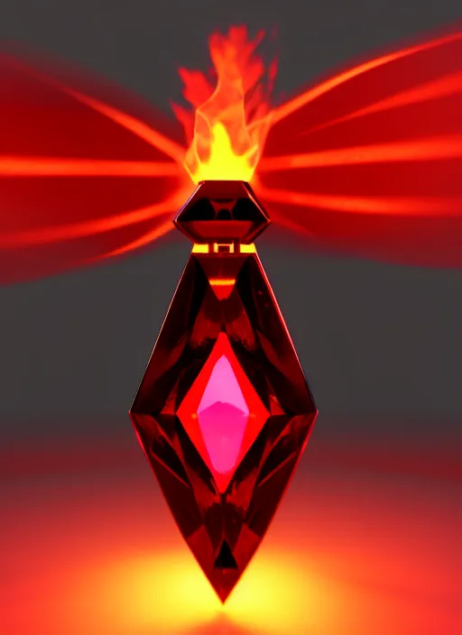 Prompt: rpg item, a black necklace with a bright red diamond in flames, Unreal 5, DAZ, hyperrealistic, rpg style, octane render, dynamic lighting