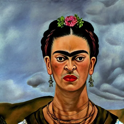 Image similar to Ultra realistic close-up of Frida Kahlo in a wedding dress rock climbing a steep wall, hd