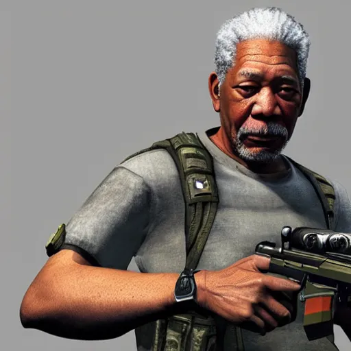 Prompt: morgan freeman in counter - strike global offensive, 3 d art, game