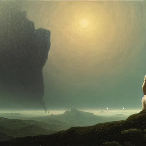 Image similar to a dream of a distant galaxy, by caspar david friedrich, matte painting trending on artstation hq