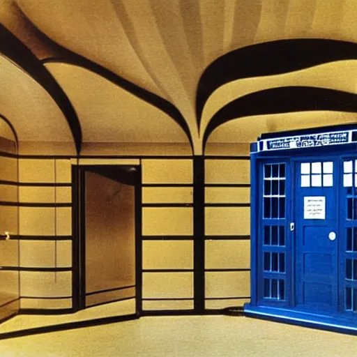 Prompt: Tardis console room, Art Deco style, by buckminster fuller and syd mead, intricate contemporary architecture, photo journalism, photography, cinematic, national geographic photoshoot