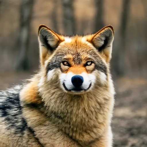 Prompt: professional photograph of a peanut - colored wolf, high quality, hd, 8 k, 4 k, magnificent, award - winning, nature, nature photography, awe - inspiring, highly detailed, amazing