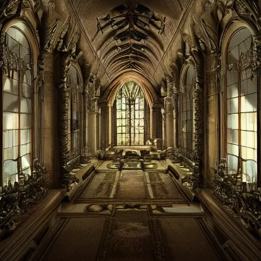 Image similar to weird see through alien grotesque baroque neo gothic style dead space interior