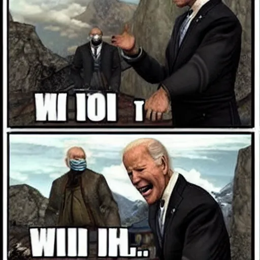 Image similar to joe biden stealing in skyrim game