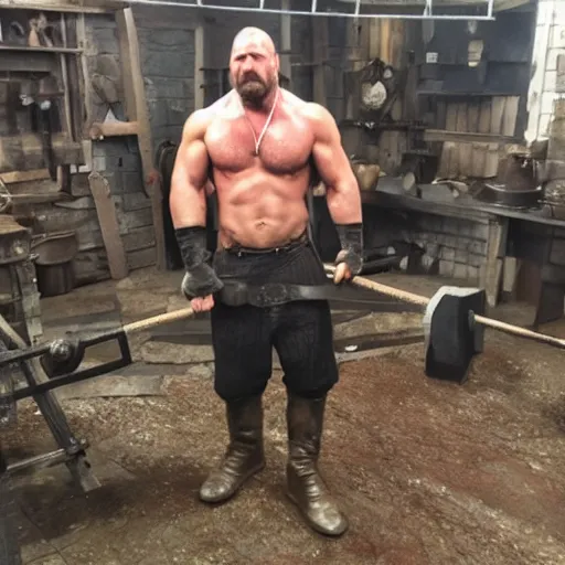 Image similar to triple h as blacksmith